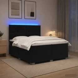 vidaXL Postelja boxspring z vzmetnico Črna 200 x 200 cm Žamet