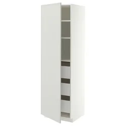 METOD / MAXIMERA Visoki element s fiokama, bela/Aspudden svetlosiva, 60x60x200 cm