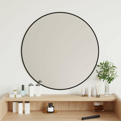 Zidno ogledalo crno O 60 cm okruglo
