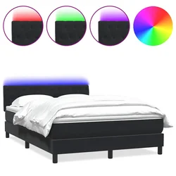 Vidaxl Box spring postelja z vzmetnico LED črna 160x210 cm žamet