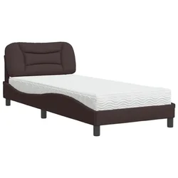 Vidaxl Postelja z vzmetnico Hvar temno rjava 90x200 cm blago