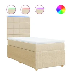 Vidaxl Box spring postelja z vzmetnico krem 100x200 cm blago
