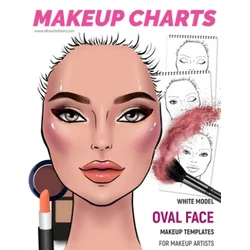 Makeup Charts -Makeup Templates for Makeup Artists: White Model - OVAL face shape