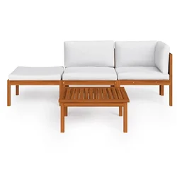 Vrtni set za sjedenje s jastucima, 4 dijela, krem boje, 63x63 cm