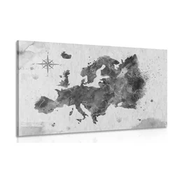 Slika retro zemljevid Evrope v črnobeli izvedbi - 60x40