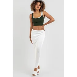 Madmext White Basic Long Knitwear Skirt