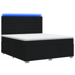 LED okvir za krevet s madracem Crna 140 x 200 cm Tkanina