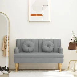 Klupa s jastucima svjetlosiva 113 x 64,5 x 75,5 cm od tkanine