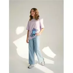 Sinsay - Pamučna majica sa printom Stitch - bledoplavo
