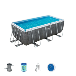 Bestway Aufstellpool Eckig Power Steel Mit Pumpe L: 412 Cm