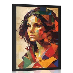 Plakat profil ženske v patchwork dizajnu - 30x45 no frame