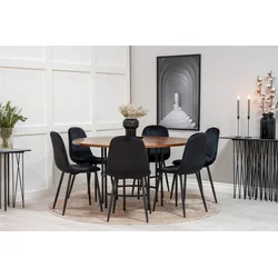 Venture Design Jedilna miza in stol komplet Copenhagen Polar miza 140 cm stol 53,3x88x42,5 cm rjava črna