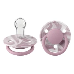 BIBS - Okrogla duda De Lux, silikon - Heather/White (0-36m)