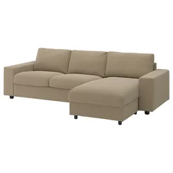 VIMLE Sofa trosed s lenjivcem, sa širokim rukohvatima/Johanneshov smeđebež