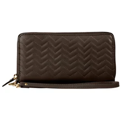 Novčanik ženski 2u1 od prave goveđe kože 21x11,1x3,7 cm tamno braon