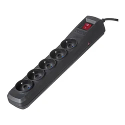 ActiveJet Activejet Podaljšek s 5 Schuko vtičnicami, 1,5 m, črn