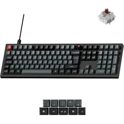 Keychron V6 8K žična mehanska tipkovnica, 100 % full-size, rjava stikala, črna (V6W-D3-UK)