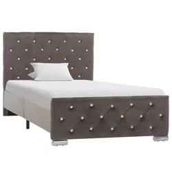 vidaXL Posteljni okvir sivo blago 90x200 cm