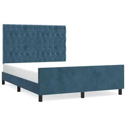 Vidaxl Posteljni okvir brez vzmetnice temno moder 140x200 cm žamet