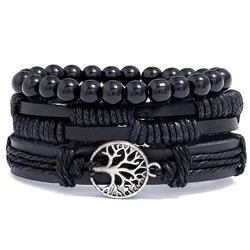 Muške narukvice Silver Tree of Life - Crna KP33179