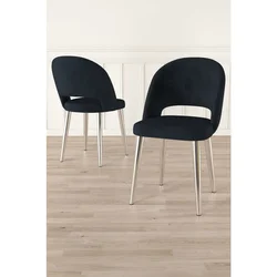 Hanah Home set trpezarijskih stolica Pane 8 kom, antracit tkanina Babyface, hromirane metalne noge