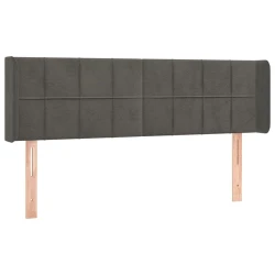 Vidaxl Vzglavje z ušesi temno sivo 147x16x78/88 cm žamet