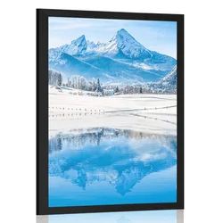 Plakat zasnežena pokrajina v Alpah - 20x30 white