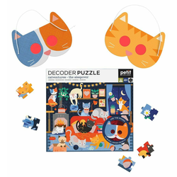 Petit Collage Puzzle mačke 100 kosov s 3D očali