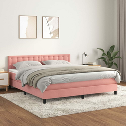 Den Box spring postelja z vzmetnico roza 160x200 cm žamet
