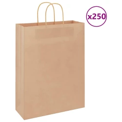 Papirnate vrećice 250 kom s ručkama smeđe 32x12x42 cm