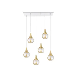 Luster na sajli LACRIMA HONEY 6xE27/60W/230V bela/zlatna/zadimljeno bež
