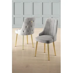 Hanah Home Set stolica Newa, 46x94x46 cm, 2 komada, Zlatno-sive boje