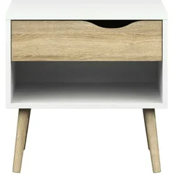 eoshop Nočna omarica Retro 394 bela/hrast