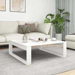 Stolić za kavu bijeli 100 x 100 x 35 cm od konstruiranog drva