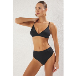 Trendyol Black Plain Triangle High Waist High Leg Hipster Bikini Set