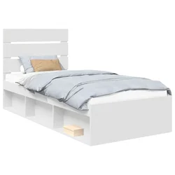 Vidaxl Konstrukcija postelje Bela 100 x 200 cm Masivno borovo les