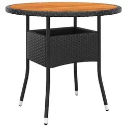Vrtni stol O 80 x 75 cm od bagremovog drva i poliratana crni