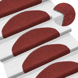 Prostirke za stepenice, samoljepljive, 5 kom, 65x21x4 cm, bordo crvene, poluokrugle, velike