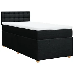Vidaxl Box spring postelja z vzmetnico črna 90x200 cm blago