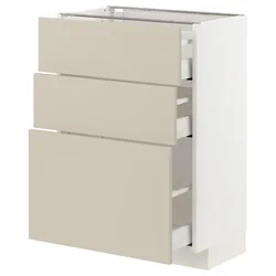 METOD / MAXIMERA Podni element s 3 fioke, bela/Havstorp bež, 60x37 cm