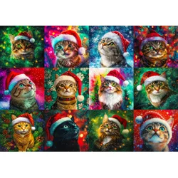 Enjoy - Puzzle Santa Cats - 1 000 kosov