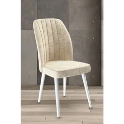 Hanah Home set trpezarijskih stolica Platinum 8 kom, krem tkanina Jerry, bele metalne noge