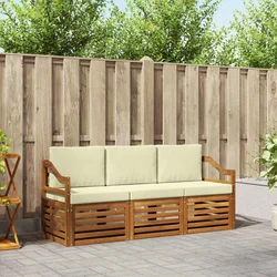 Setovi sofa 3 pcs Prirodna i krem Čvrsto drvo akacije