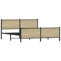 Vidaxl Kovinski posteljni okvir brez vzmetnice sonoma hrast 200x200 cm