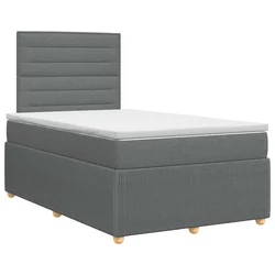 vidaXL Postelja boxspring z vzmetnico Temno siva 120 x 190 cm Blago