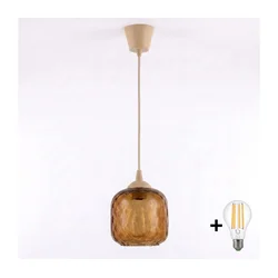 Brilagi - LED luster na sajli R GLASS 1xE27/60W/230V prečnik 14 cm bež/dimljena smeđa
