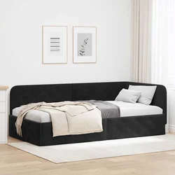 Kutni okvir kreveta Crna 90 x 190 cm Baršun