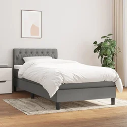 shumee Box spring postelja z vzmetnico temno siva 100x200 cm blago