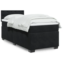 VIDAXL Box spring postelja z vzmetnico črna 100x200 cm žamet