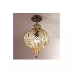 SIRU - Plafonski luster GOCCIA 1xE27/60W/230V prečnik 25 cm bež/braon venecijansko staklo
